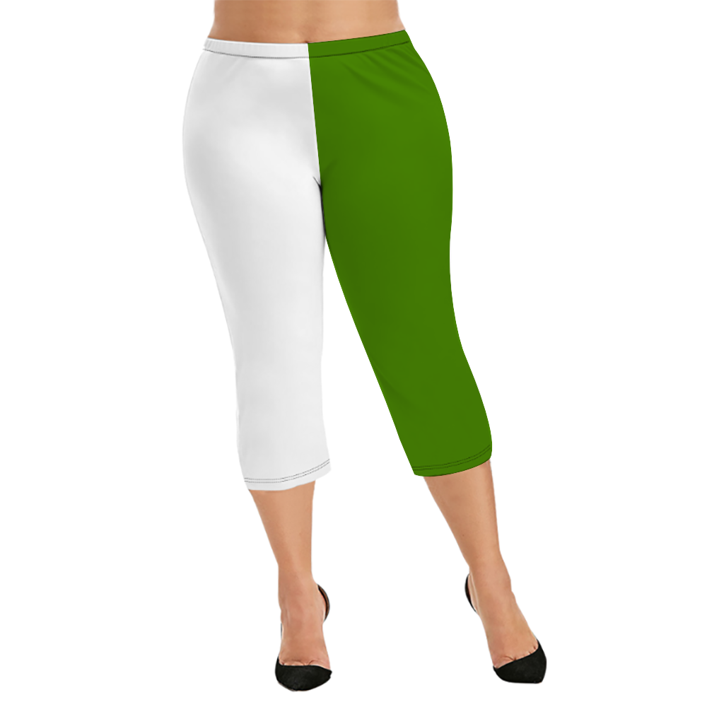 Custom Women's Capri Pants "White and Green"