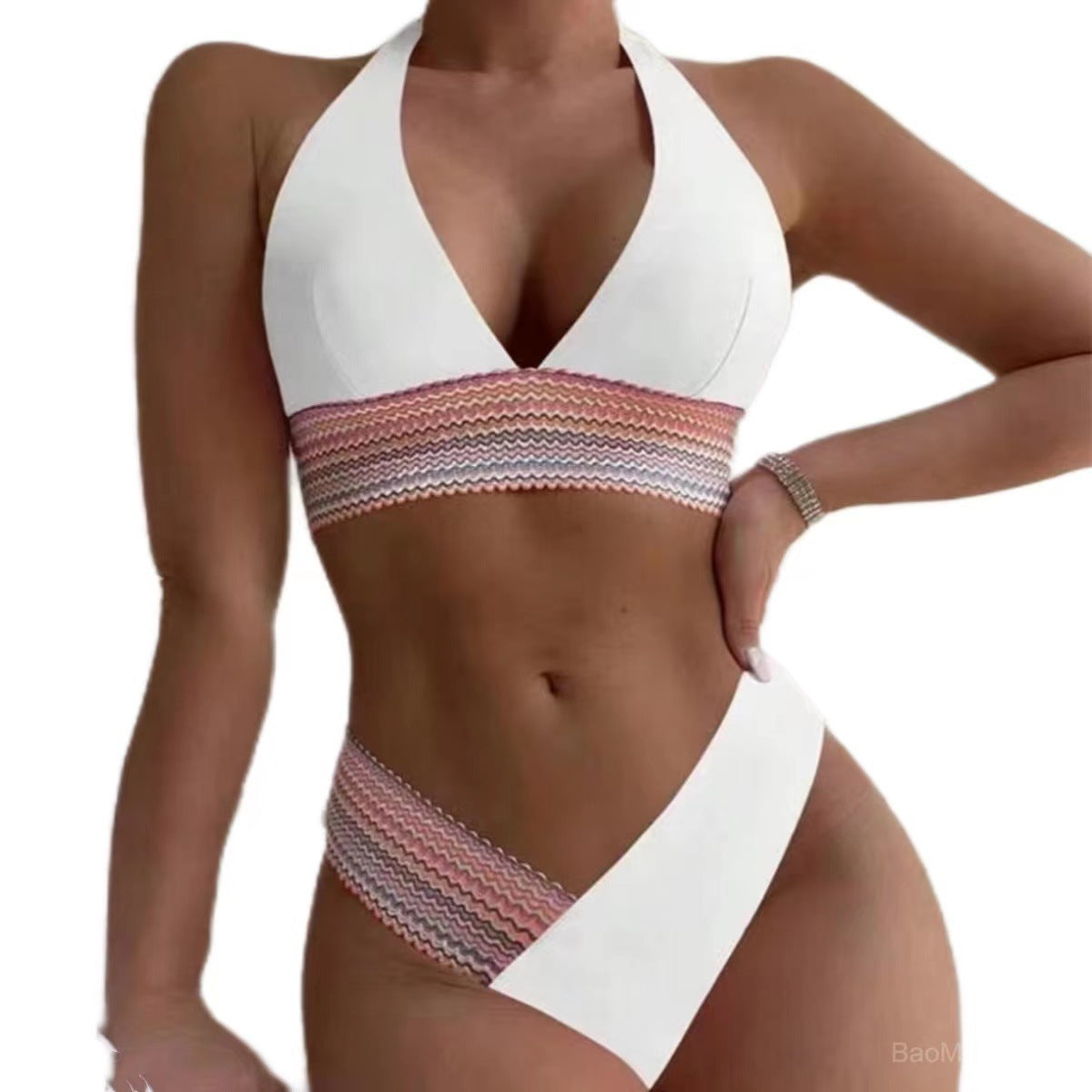 Women's Two-piece Swimsuit Solid Color Color Matching Bikini