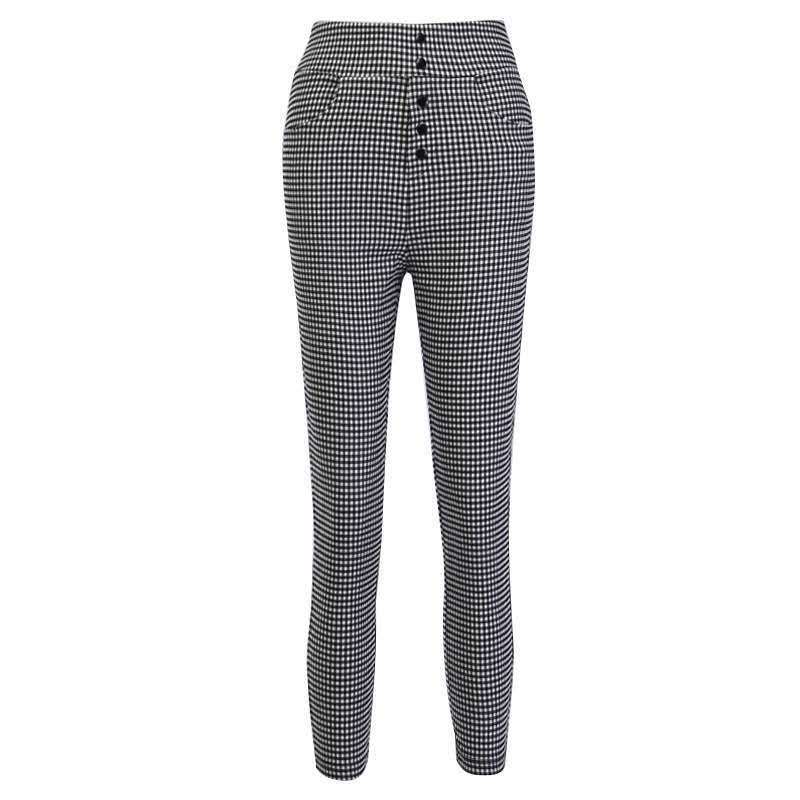 Autumn New Fashion Plaid High Waist Casual Pants