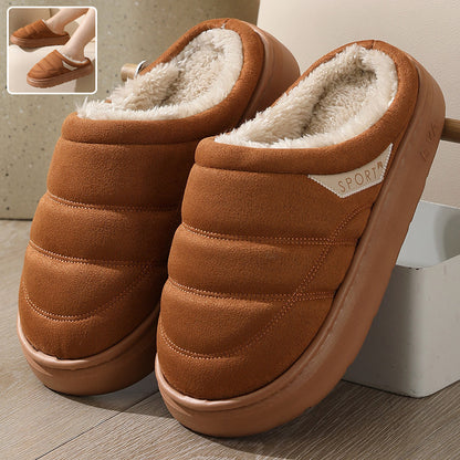 Fashion Solid Plush Slipper Winter Warm Indoor Floor Bedroom Home Slippers For Couple Thick-soled House Shoes Women Men