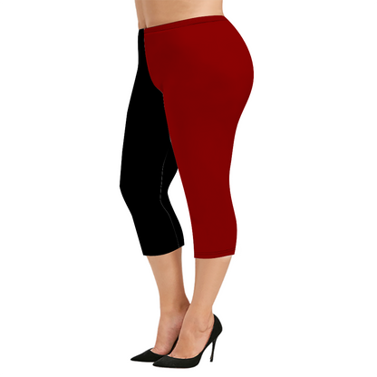 Custom Women's Capri Pants "Black and Red"