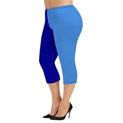 Custom Women's Capri Pants "Dark Blue and Light Blue"