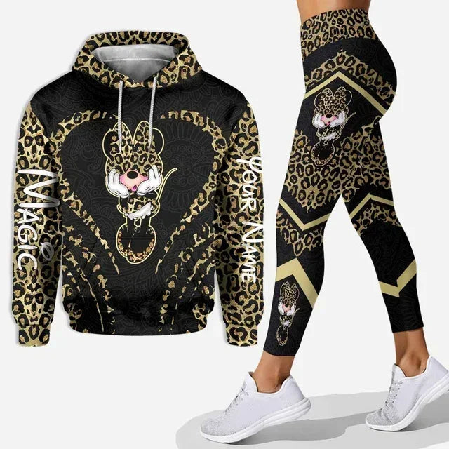 New Hello Kitty Legging Hoodie Set Disney Yoga Pants Sweatpants Women's