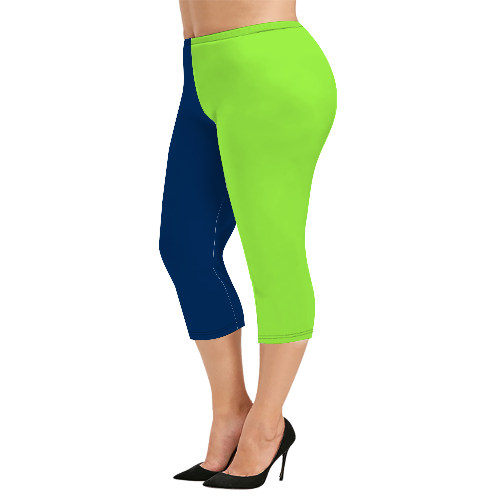 Custom Women's Capri Pants "Green and Blue"