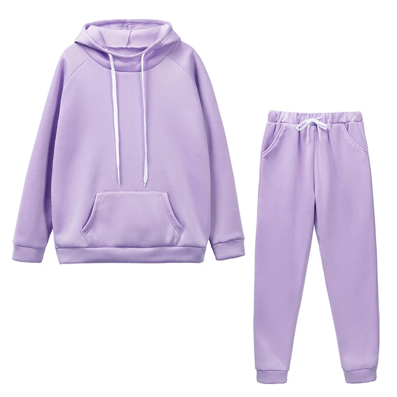 New Women's Tracksuit Autumn Winter Hooded Sweatshirt Suit High Quality