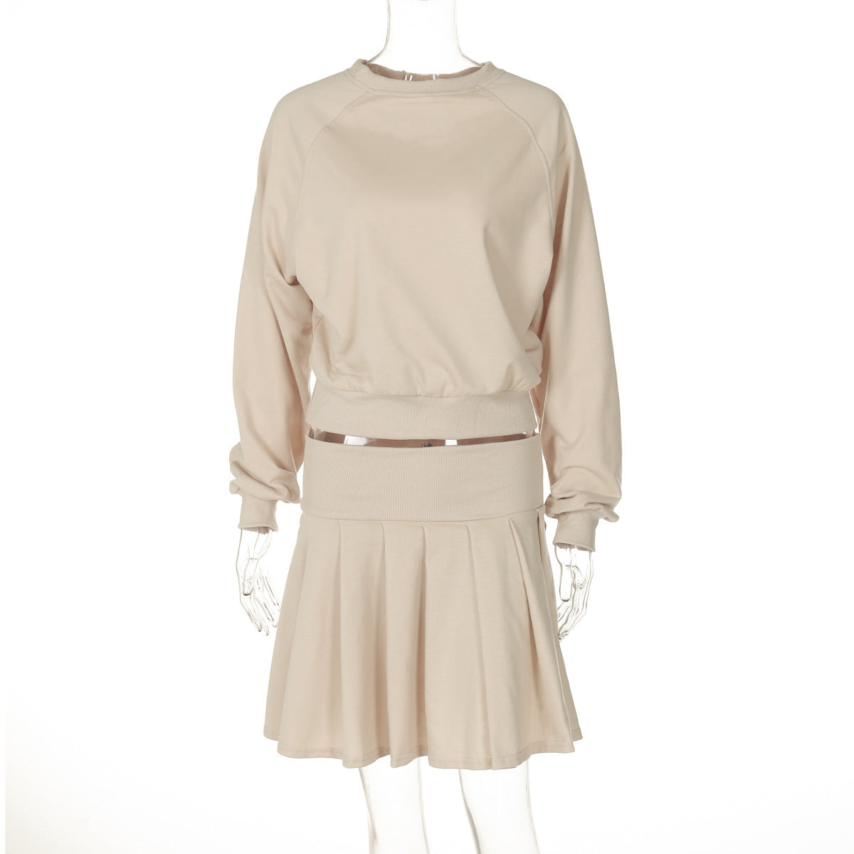 Long Sleeve Sweater Pleated Skirt Two-piece Suit