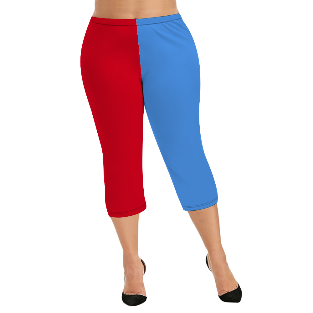 Custom Women's Capri Pants "Light Blue and Red"