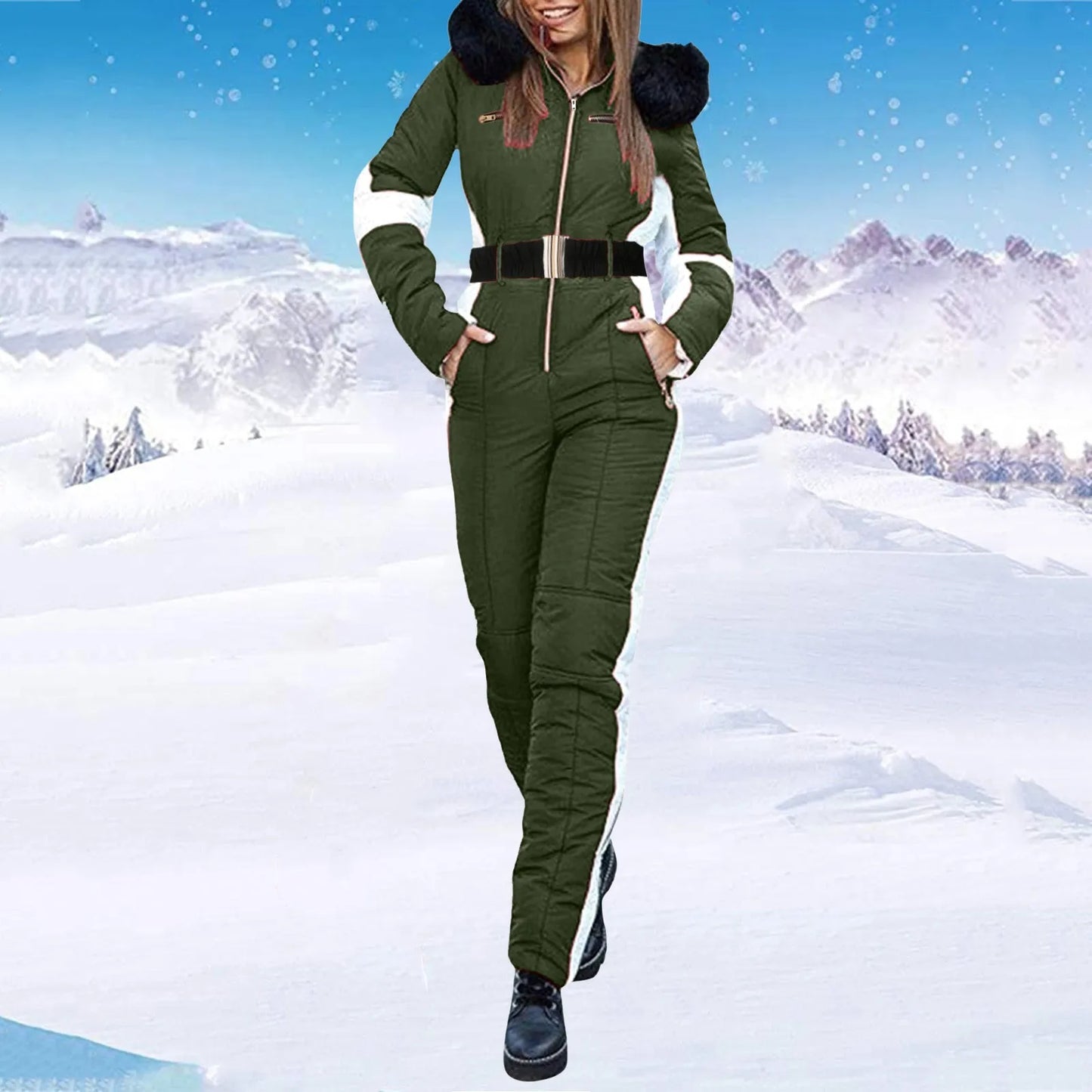 Winter Ski Suit For Women Warm Waterproof Snow Overalls Outdoor Sports Ski Jumpsuit One Piece