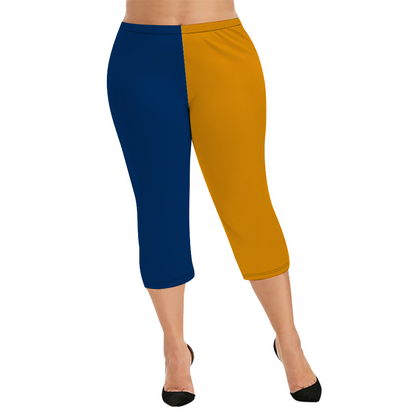 Custom Women's Capri Pants "Gold and Blue"