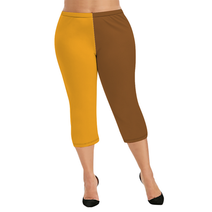 Custom Women's Capri Pants "Yellow and Brown"