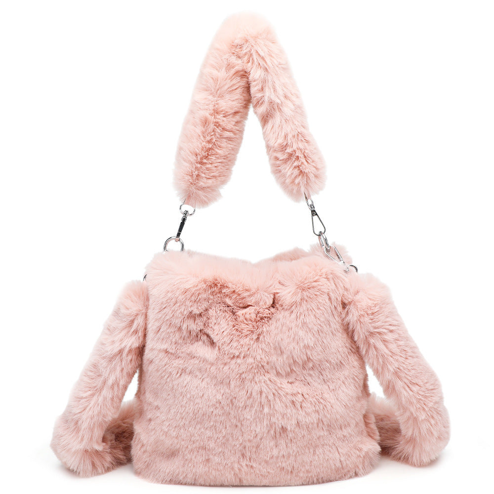 Fluffy Shoulder Bag Top-handle Bag Female Autumn Winter Handbag Plush Tote Girls Fashion Shopping Bags Handbags For Women