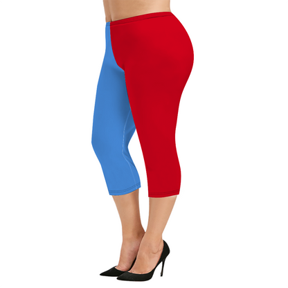 Custom Women's Capri Pants "Blue and Red"