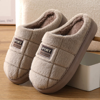 Men's Cotton  Winter Household Woolen Thick Bottom And Warm Keeping Slippers