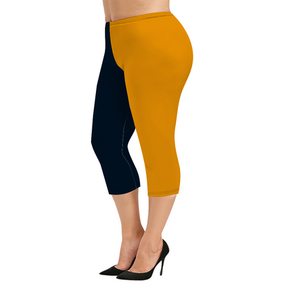 Custom Women's Capri Pants (Drk blue/Orange)