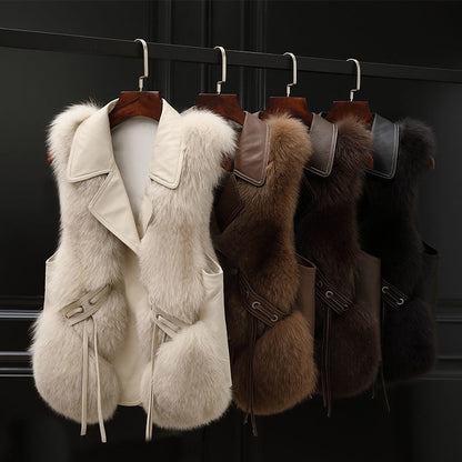 Fur Vest Short Coat Autumn And Winter New Patchwork