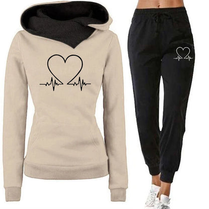 Women's Tracksuit Autumn Winter Warm Hooded Sweatshirts Female