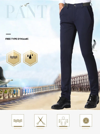 Men's Summer Fashion Business Casual Long Pants Suit Pants Male Elastic Straight