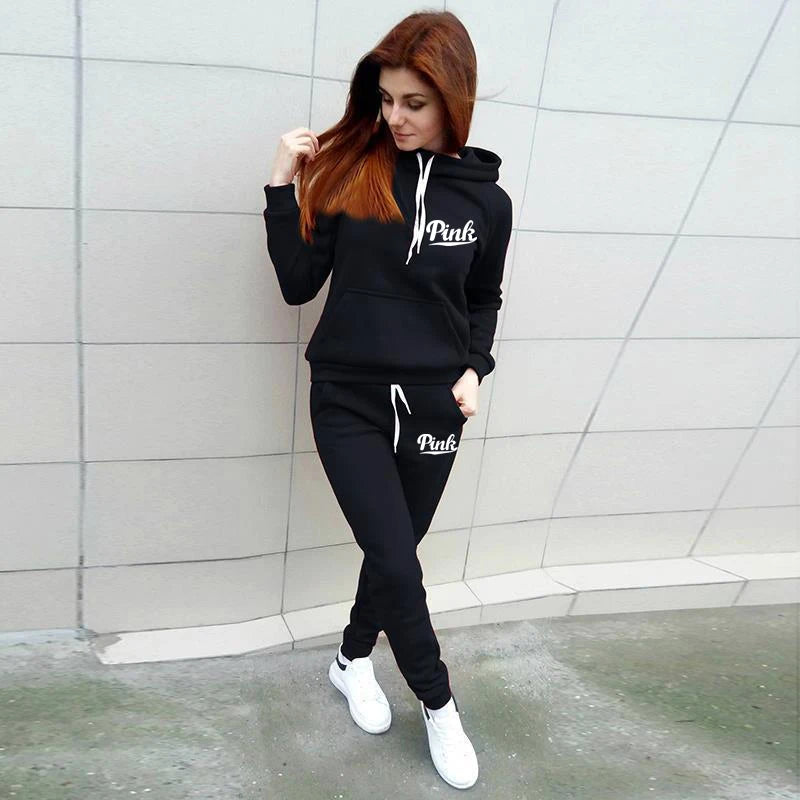 Tracksuits Women Casual Solid Warm Suits Hoodies Sweatpants Autumn Winter Pullover Sweatshirts