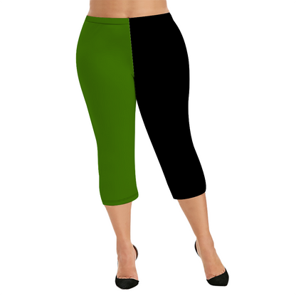 Custom Women's Capri Pants "Black and Green"