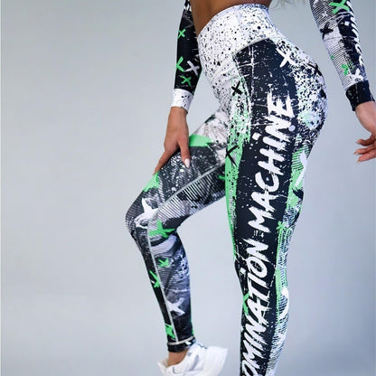 New Printed Sports Fitness High Waist Tight Yoga Pants