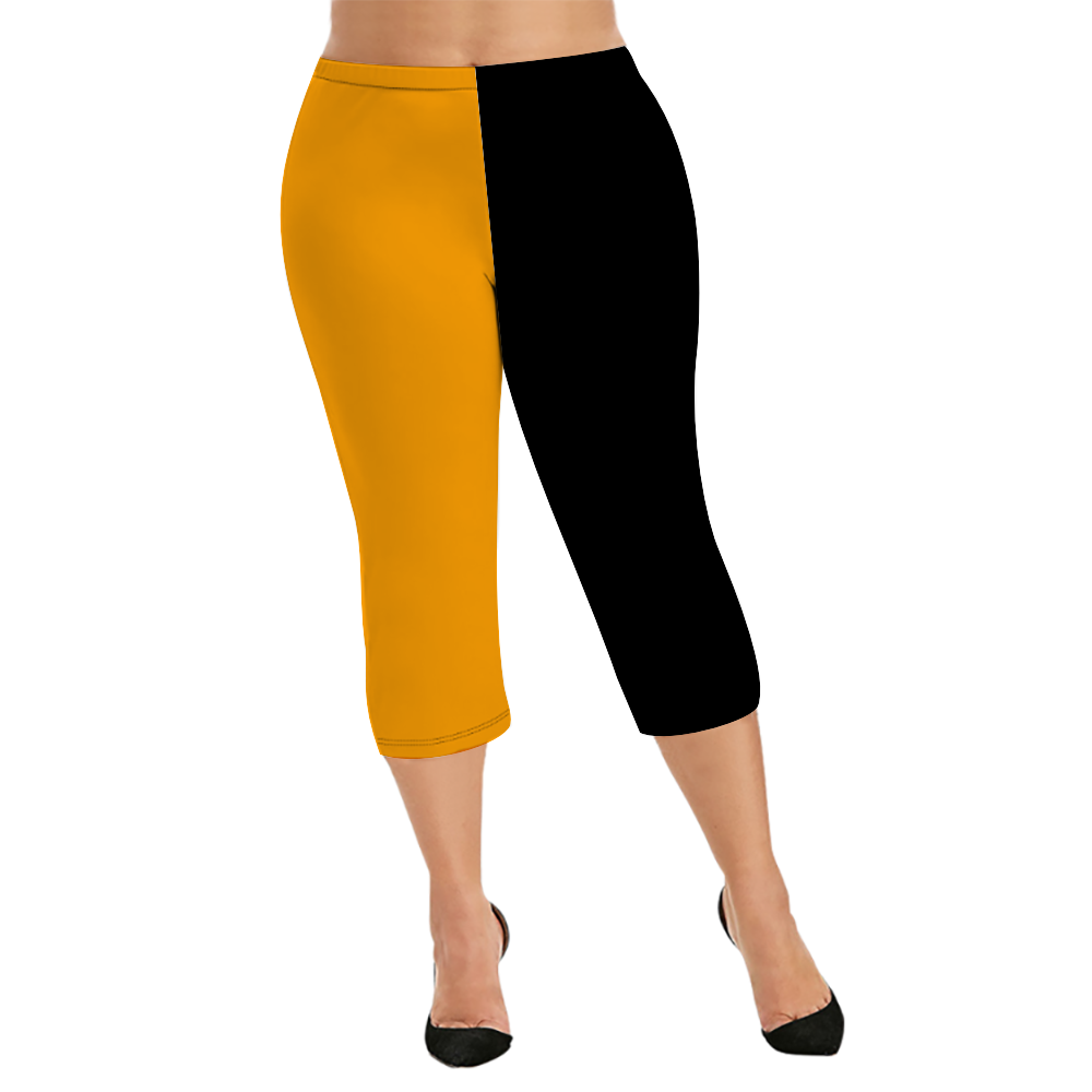 Custom Women's Capri Pants "Black and Yellow"