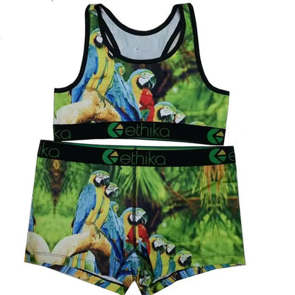 Women 2pcs Outfit Shorts Set Female Bra And Boxers Club Spandex Sleeveless Vest Shorts Spandex Suits Womens Sports Two Piece Set