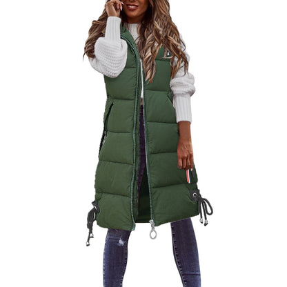 Women's Casual Mid-length Cotton Clothing Vest Coat