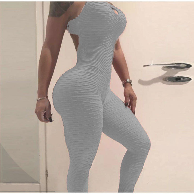 Sexy Women Cross Backless Fitness Romper Playsuit Mesh Female High Waisted Jumpsuit Combinaison Femme Hollow Out Bodysuit