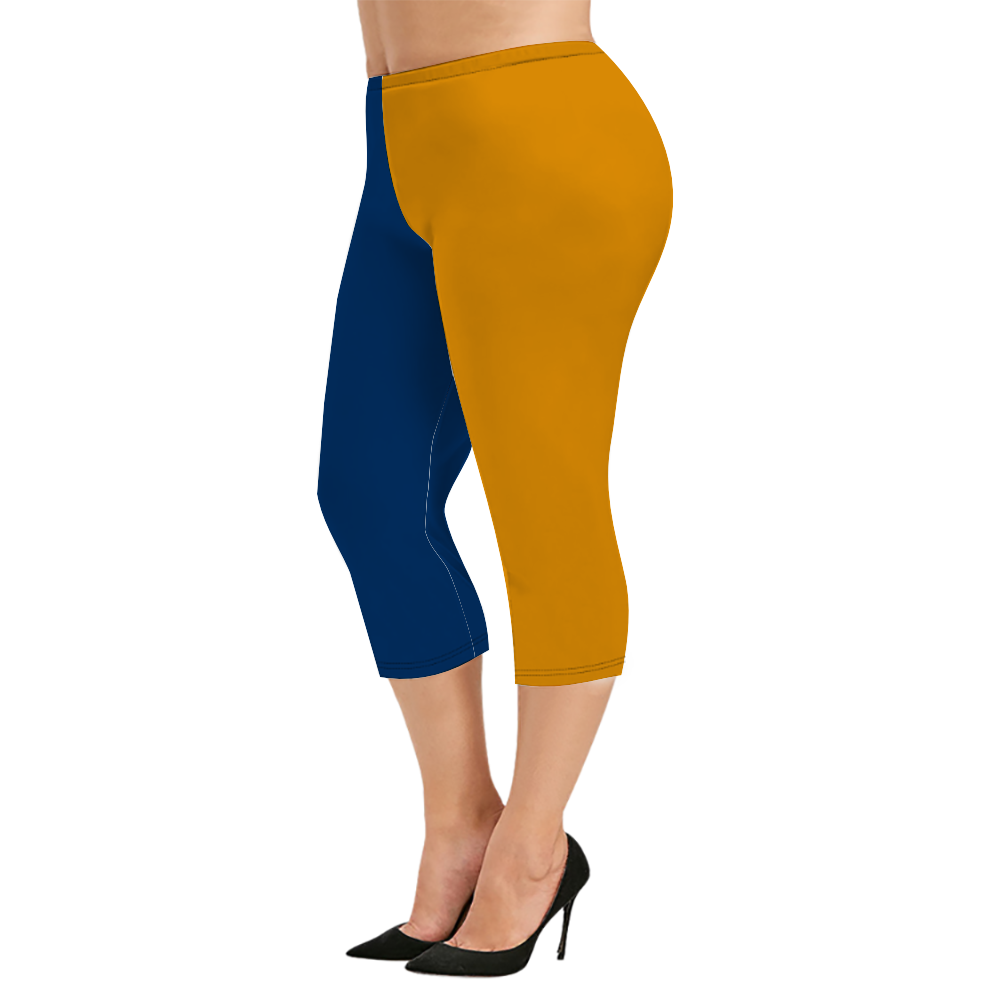 Custom Women's Capri Pants "Gold and Blue"