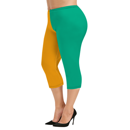 Custom Women's Capri Pants "Yellow and Green"