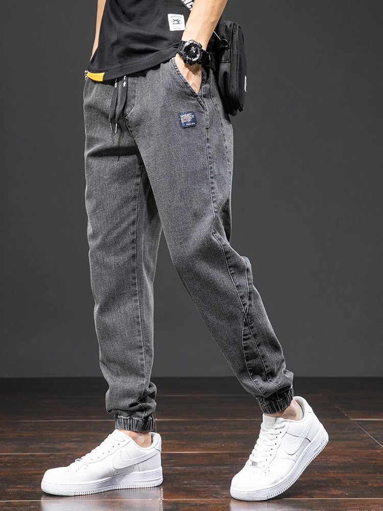 Spring Summer Black Blue Cargo Jeans Men Streetwear Denim Jogger Pants Men Baggy Harem Jean