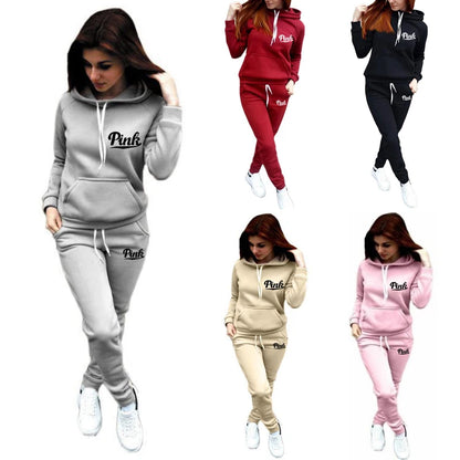 Tracksuits Women Casual Solid Warm Suits Hoodies Sweatpants Autumn Winter Pullover Sweatshirts