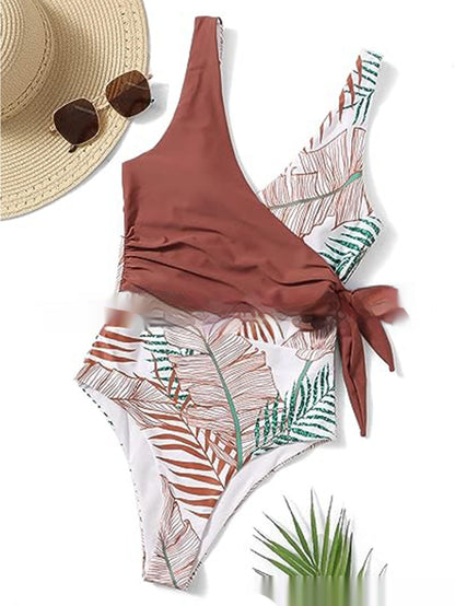 Women's Backless Contrast Colors Slimming Korean-style One-piece Tankini Swimsuit