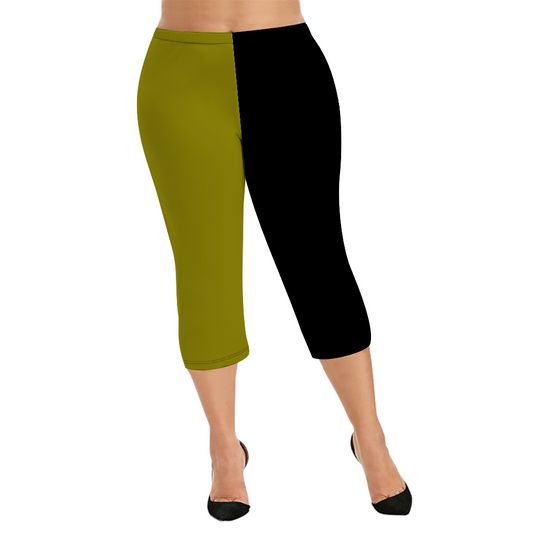 Custom Women's Capri Pants "Green and Black"