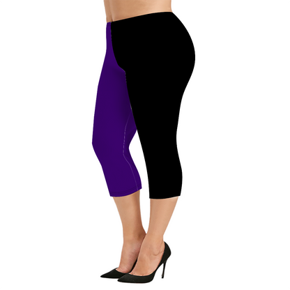 Custom Women's Capri Pants "Black and Purple"