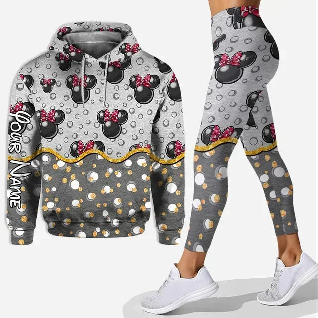 New Hello Kitty Legging Hoodie Set Disney Yoga Pants Sweatpants Women's