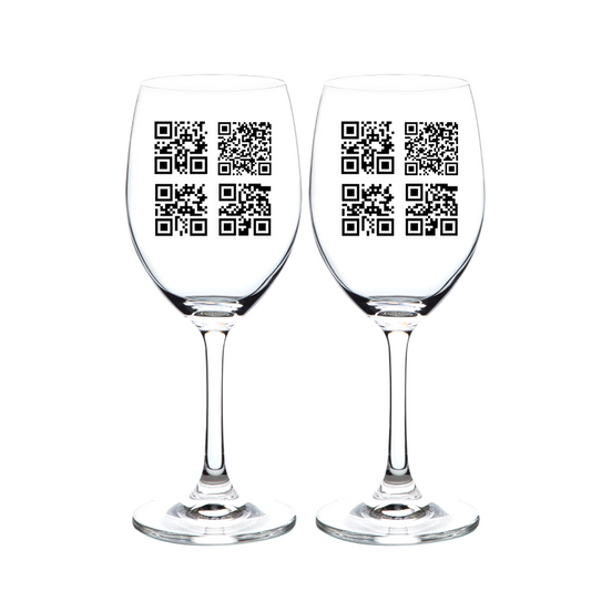 UV Printing 11 oz/17 oz 1 Pair of Red Wine Glasses Custom Drinkware "Scan It"