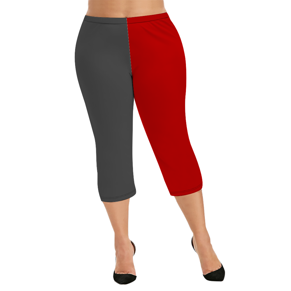 Custom Women's Capri Pants "Gray and Red"