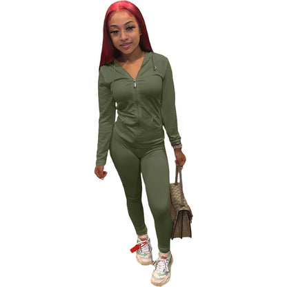 Tracksuits Two 2 Piece Set Autumn Winter Women Casual Solid Suit