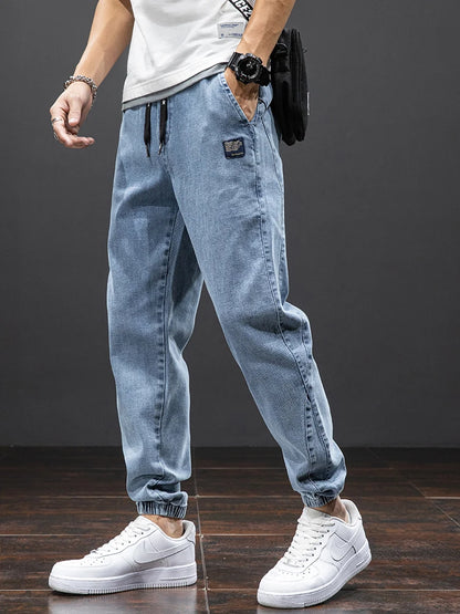 Spring Summer Black Blue Cargo Jeans Men Streetwear Denim Jogger Pants Men Baggy Harem Jean