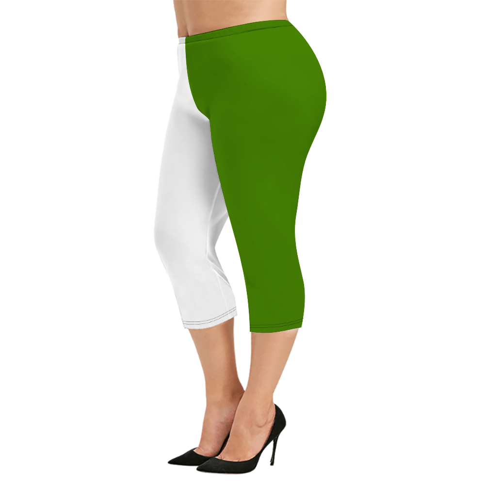 Custom Women's Capri Pants "White and Green"