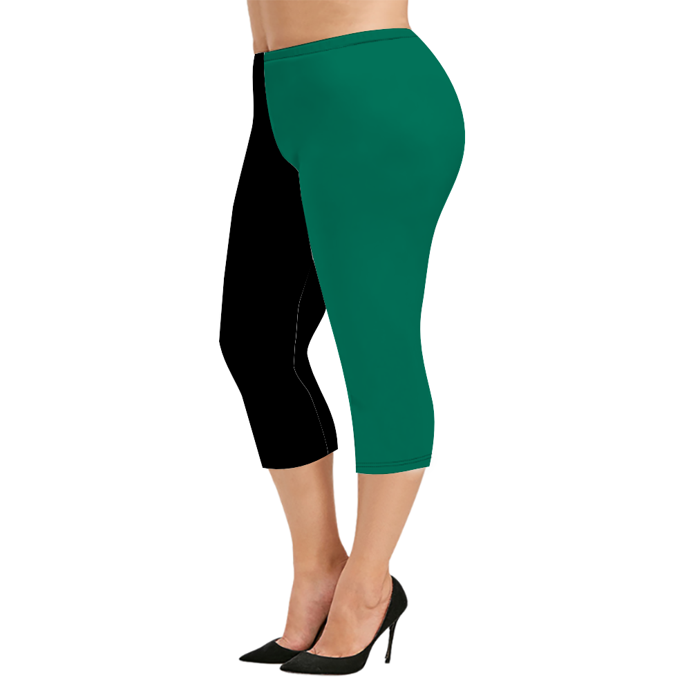 Custom Women's Capri Pants "Black and Teal"