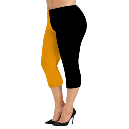 Custom Women's Capri Pants "Black and Yellow"