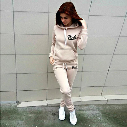 Tracksuits Women Casual Solid Warm Suits Hoodies Sweatpants Autumn Winter Pullover Sweatshirts