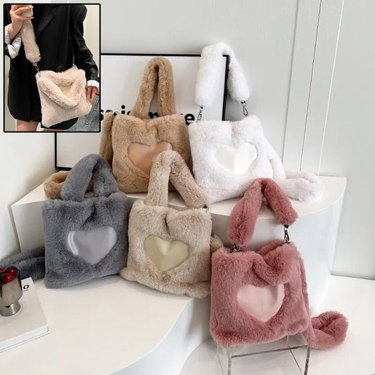 Fluffy Shoulder Bag Top-handle Bag Female Autumn Winter Handbag Plush Tote Girls Fashion Shopping Bags Handbags For Women