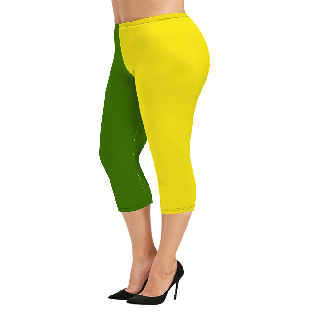 Custom Women's Capri Pants "Yellow and Green"