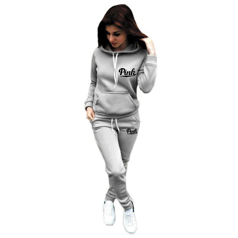 Tracksuits Women Casual Solid Warm Suits Hoodies Sweatpants Autumn Winter Pullover Sweatshirts