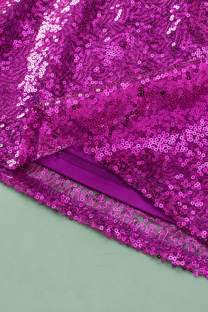 Violet Sequined High Waist Plus Size Midi Skirt